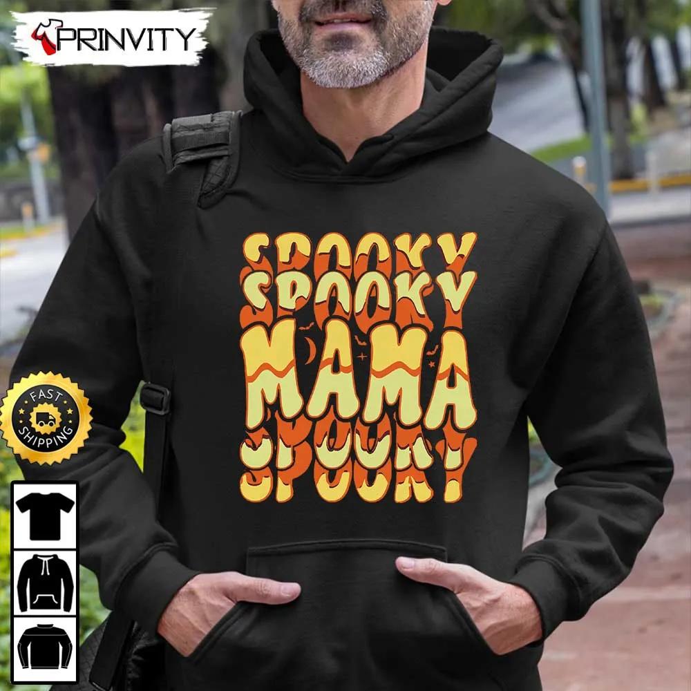 Spooky Mama Halloween Typography Sweatshirt, Gifts For Halloween, Halloween Holiday, Unisex Hoodie, T-Shirt, Long Sleeve, Tank Top - Prinvity