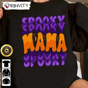 Spooky Mama Typography Halloween Sweatshirt Gifts For Halloween Halloween Holiday Unisex Hoodie T Shirt Long Sleeve Tank Top Prinvity 3