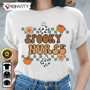 Spooky Nurse Halloween Pumpkin Cute Ghost Boho Fall Sweatshirt, Gifts For Halloween, Halloween Holiday, Unisex Hoodie, T-Shirt, Long Sleeve, Tank Top - Prinvity