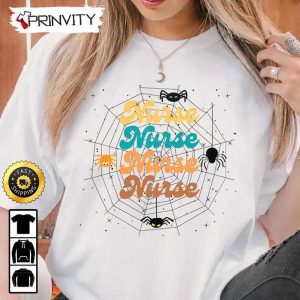 Spooky Nurse Halloween T-Shirt, Gifts For Halloween, Halloween Holiday, Unisex Hoodie, Sweatshirt, Long Sleeve, Tank Top - Prinvity