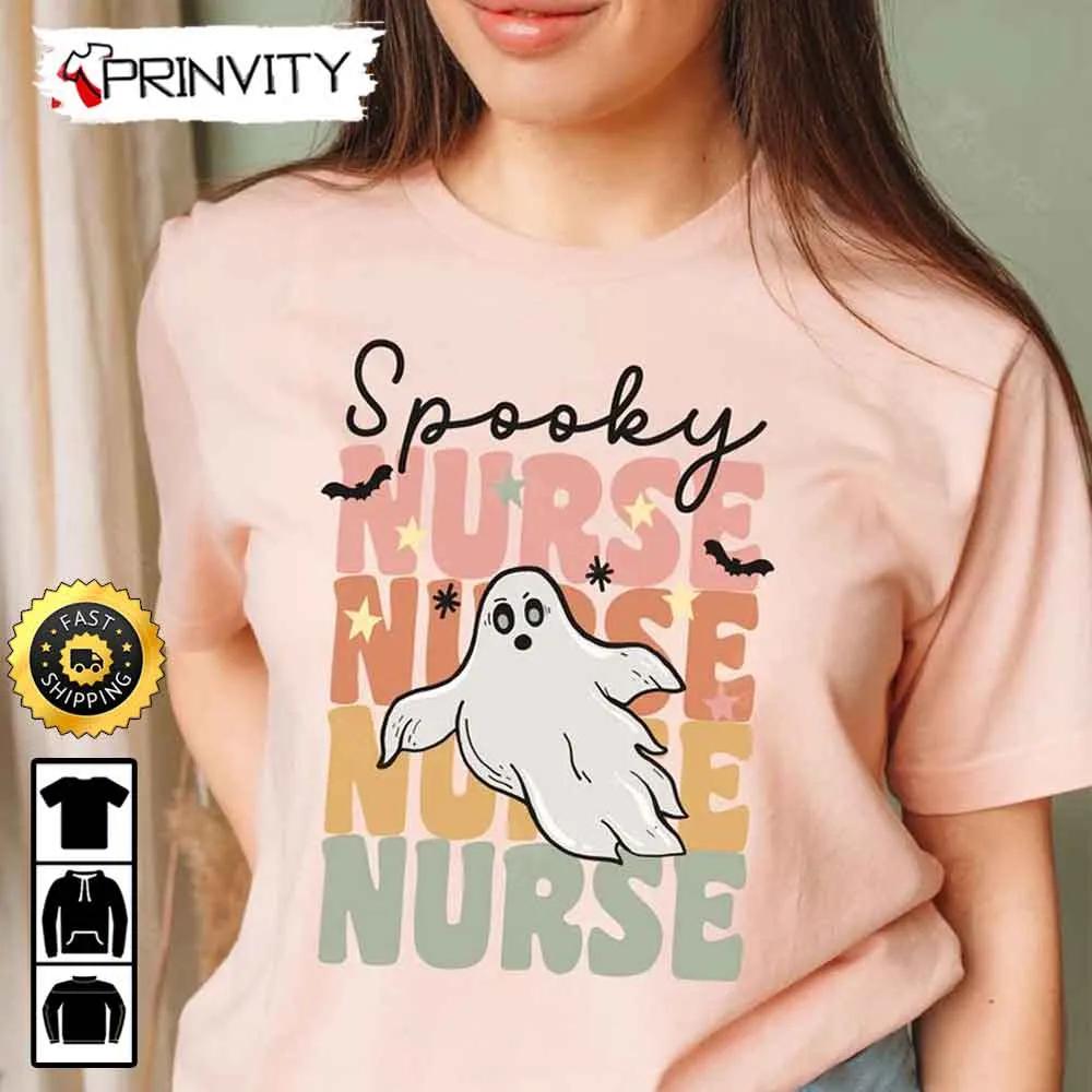 Spooky Nurse Season Ghost Halloween Sweatshirt, Gifts For Halloween, Halloween Holiday, Unisex Hoodie, T-Shirt, Long Sleeve, Tank Top - Prinvity