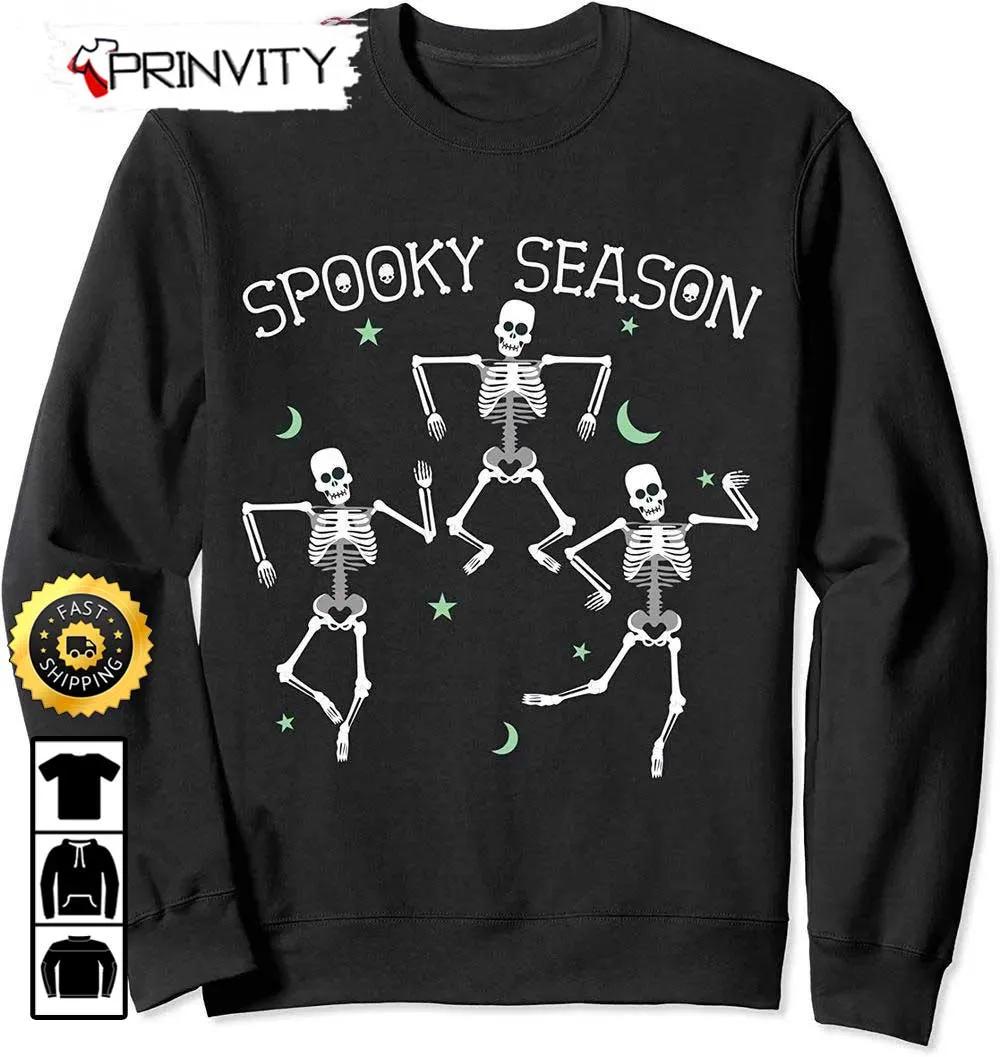 Spooky Season Dancing Skeletons Moon Night Sweatshirt, Happy Halloween, Gift For Holiday, Unisex Hoodie, T-Shirt, Long Sleeve, Tank Top