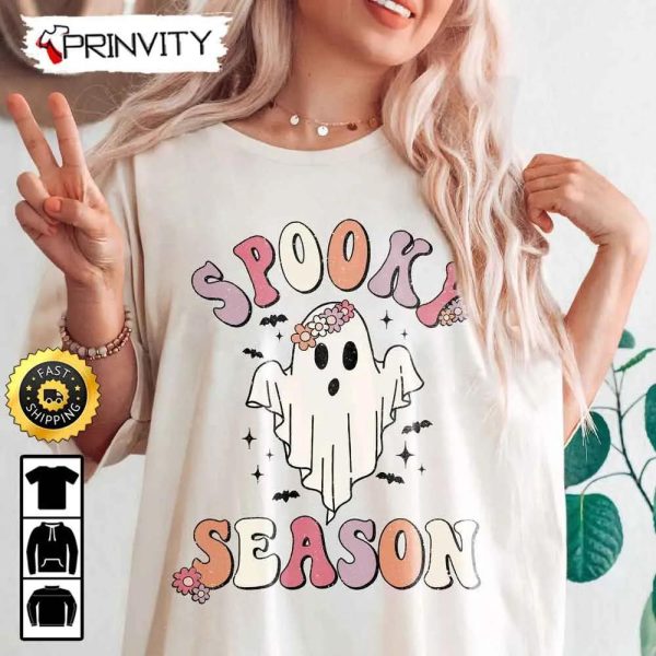 Spooky Season Ghost Baby Cute Sweatshirt, Gifts For Halloween, Halloween Holiday, Unisex Hoodie, T-Shirt, Long Sleeve, Tank Top – Prinvity