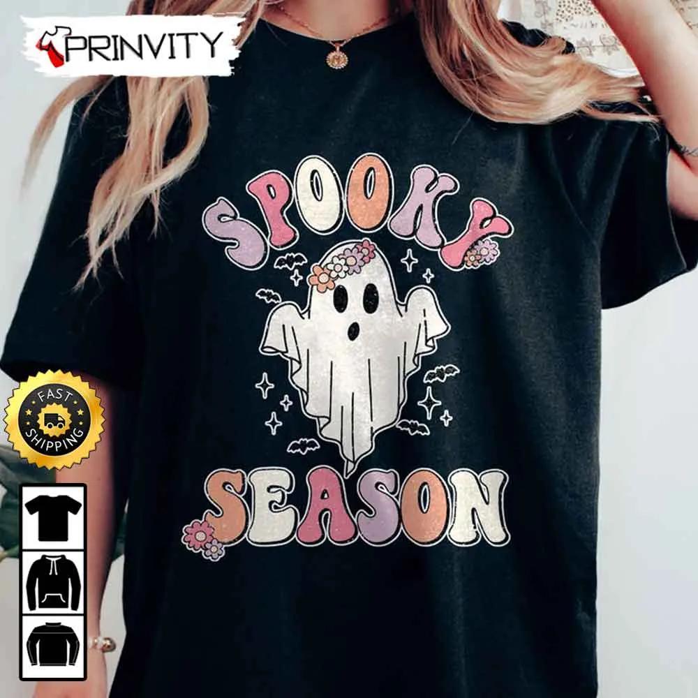 Spooky Season Ghost Baby Cute Sweatshirt, Gifts For Halloween, Halloween Holiday, Unisex Hoodie, T-Shirt, Long Sleeve, Tank Top - Prinvity