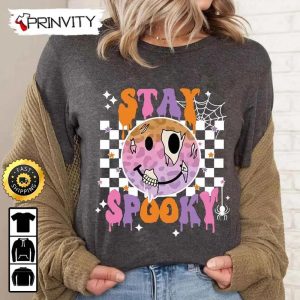 Stay Spooky Smiley Face Checkerboard Sweatshirt Gifts For Halloween Halloween Holiday Unisex Hoodie T Shirt Long Sleeve Tank Top Prinvity 1