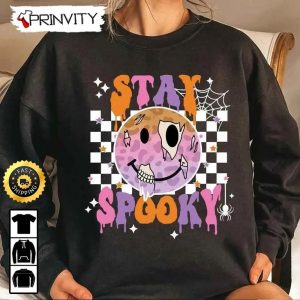 Stay Spooky Smiley Face Checkerboard Sweatshirt, Gifts For Halloween, Halloween Holiday, Unisex Hoodie, T-Shirt, Long Sleeve, Tank Top - Prinvity