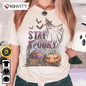 Stay Spooky Witchy Ghost Halloween Pumpkin T-Shirt, Gifts For Halloween, Halloween Holiday, Unisex Hoodie, Sweatshirt, Long Sleeve, Tank Top - Prinvity