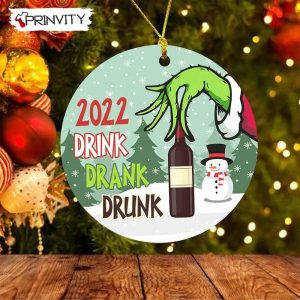 2022 Drink Drank Drunk The Grinch Christmas Ornaments Ceramic, Best Christmas Gifts For 2022, Merry Christmas, Happy Holidays – Prinvity