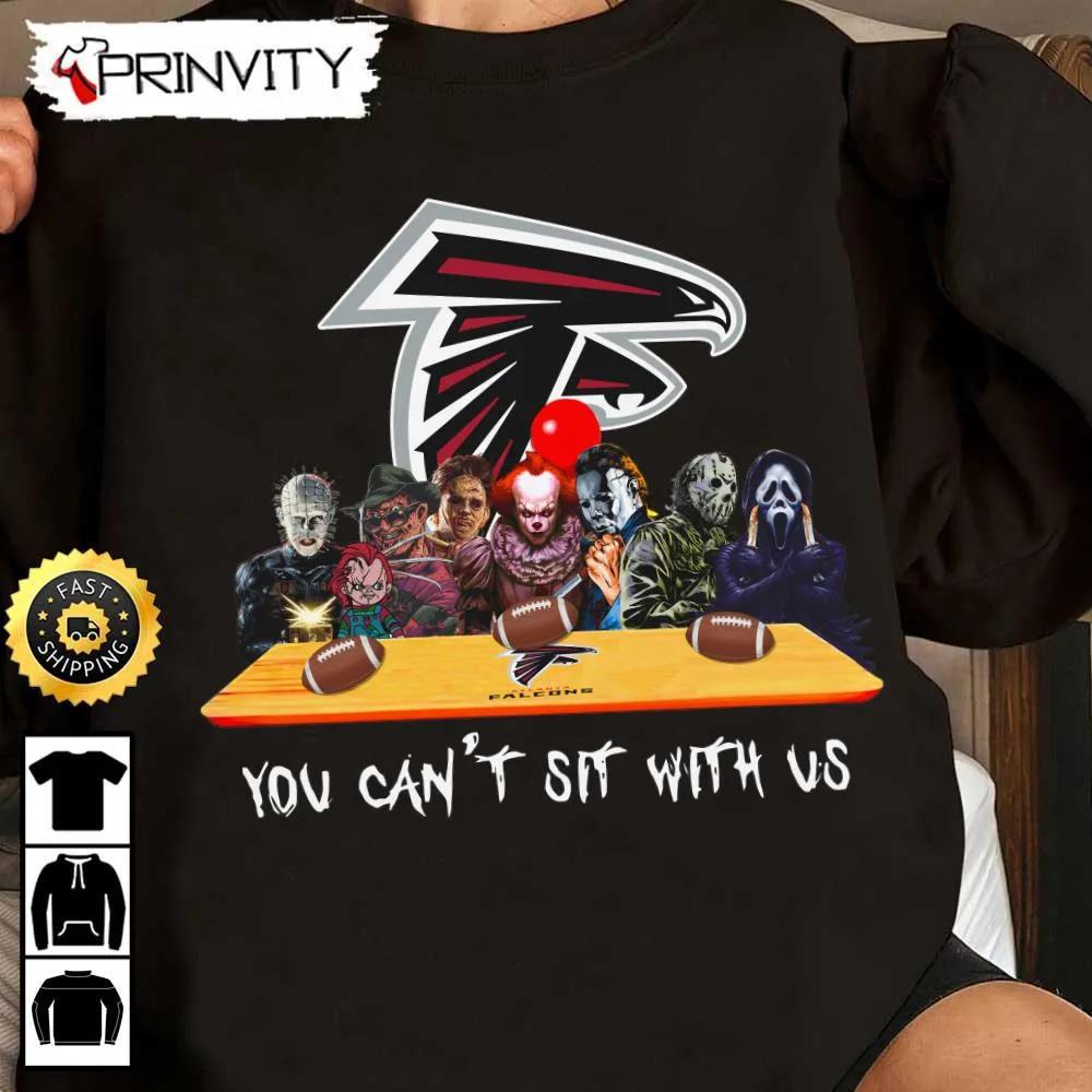 Atlanta Falcons Horror Movies Halloween Sweatshirt, You Can't Sit With Us, Gift For Halloween, National Football League, Unisex Hoodie, T-Shirt, Long Sleeve - Prinvity