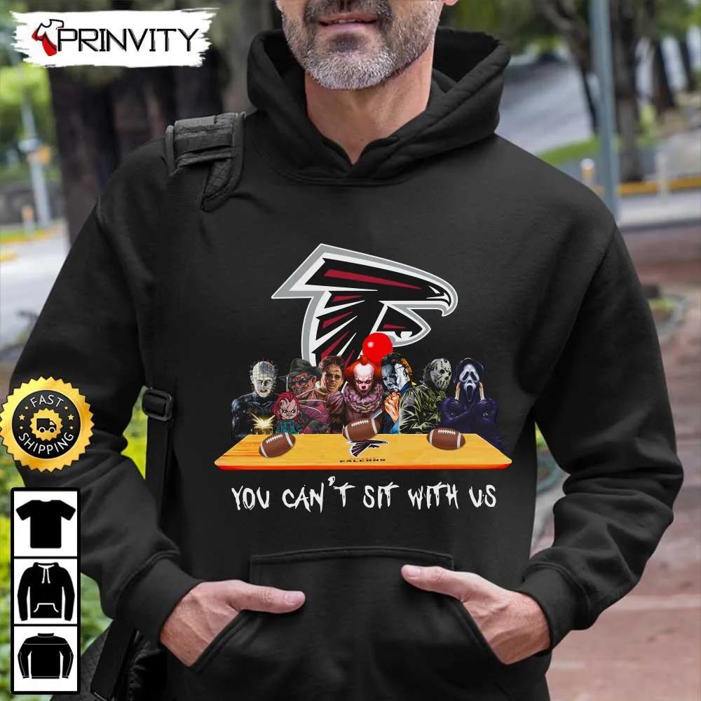Atlanta Falcons Horror Movies Halloween Sweatshirt, You Can't Sit With Us, Gift For Halloween, National Football League, Unisex Hoodie, T-Shirt, Long Sleeve - Prinvity