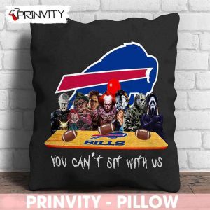 Buffalo Bills Horror Movies Halloween Pillow, You Can't Sit With Us, Gift For Halloween, National Football League, Size 14”x14”, 16”x16”, 18”x18”, 20”x20” - Prinvity