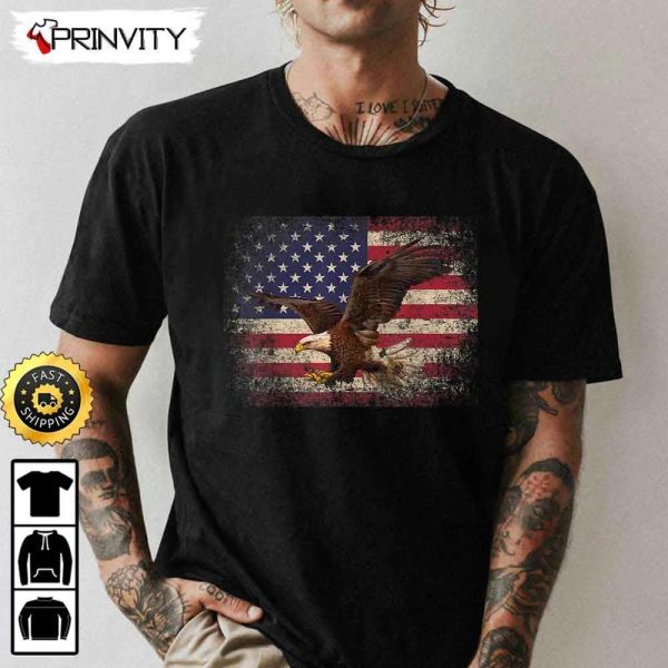 Bald Eagle 4Th Of July Gift American Flag Country Veterans Day Hoodie, Thank You For Your Service Patriotic Veterans Day, Unisex Sweatshirt, T-Shirt, Long Sleeve – Prinvirty