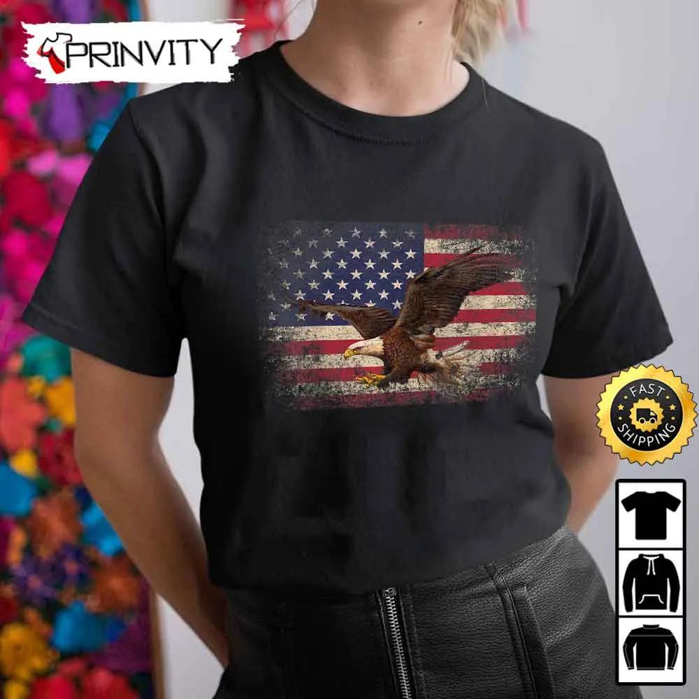 Bald Eagle 4Th Of July Gift American Flag Country Veterans Day Hoodie, Thank You For Your Service Patriotic Veterans Day, Unisex Sweatshirt, T-Shirt, Long Sleeve - Prinvirty