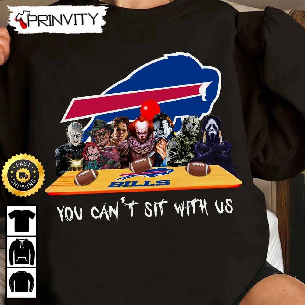 Buffalo Bills Horror Movies Halloween Sweatshirt, You Can't Sit With Us, Gift For Halloween, National Football League, Unisex Hoodie, T-Shirt, Long Sleeve - Prinvity