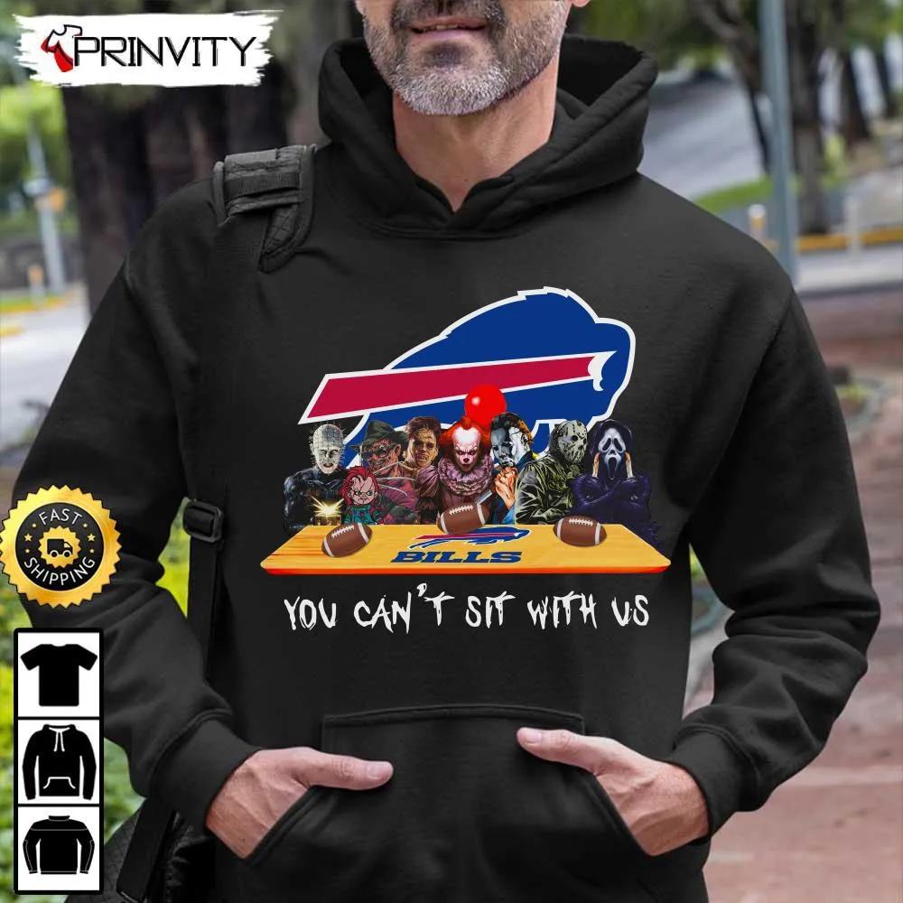 Buffalo Bills Horror Movies Halloween Sweatshirt, You Can't Sit With Us, Gift For Halloween, National Football League, Unisex Hoodie, T-Shirt, Long Sleeve - Prinvity