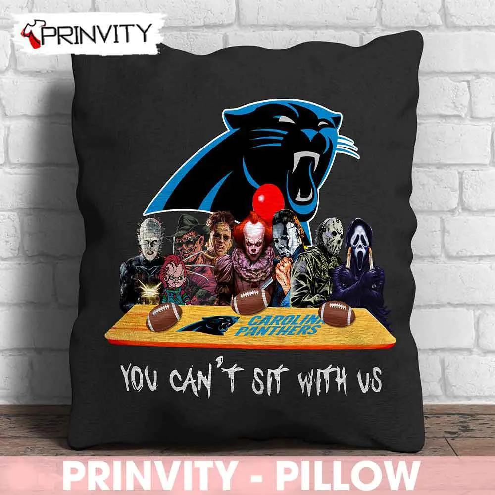 Carolina Panthers Horror Movies Halloween Pillow, You Can't Sit With Us, Gift For Halloween, National Football League, Size 14”x14”, 16”x16”, 18”x18”, 20”x20” - Prinvity