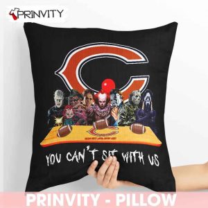 Chicago Bears Horror Movies Halloween Pillow, You Can’t Sit With Us, Gift For Halloween, National Football League, Size 14”x14”, 16”x16”, 18”x18”, 20”x20” – Prinvity