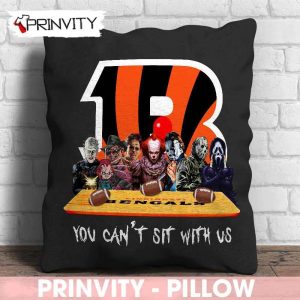 Cincinnati Bengals Horror Movies Halloween Pillow, You Can’t Sit With Us, Gift For Halloween, National Football League, Size 14”x14”, 16”x16”, 18”x18”, 20”x20” – Prinvity