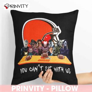 Cleveland Browns Horror Movies Halloween Pillow, You Can’t Sit With Us, Gift For Halloween, National Football League, Size 14”x14”, 16”x16”, 18”x18”, 20”x20” – Prinvity