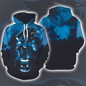 Carolina Panthers Horror Movies Halloween 3D Hoodie All Over Printed, National Football League, Michael Myers, Jason Voorhees, Freddy Krueger, Gift For Halloween – Prinvity