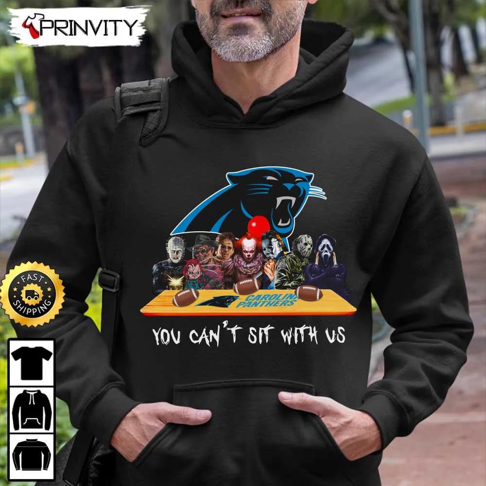 Carolina Panthers Horror Movies Halloween Sweatshirt, You Can't Sit With Us, Gift For Halloween, National Football League, Unisex Hoodie, T-Shirt, Long Sleeve - Prinvity