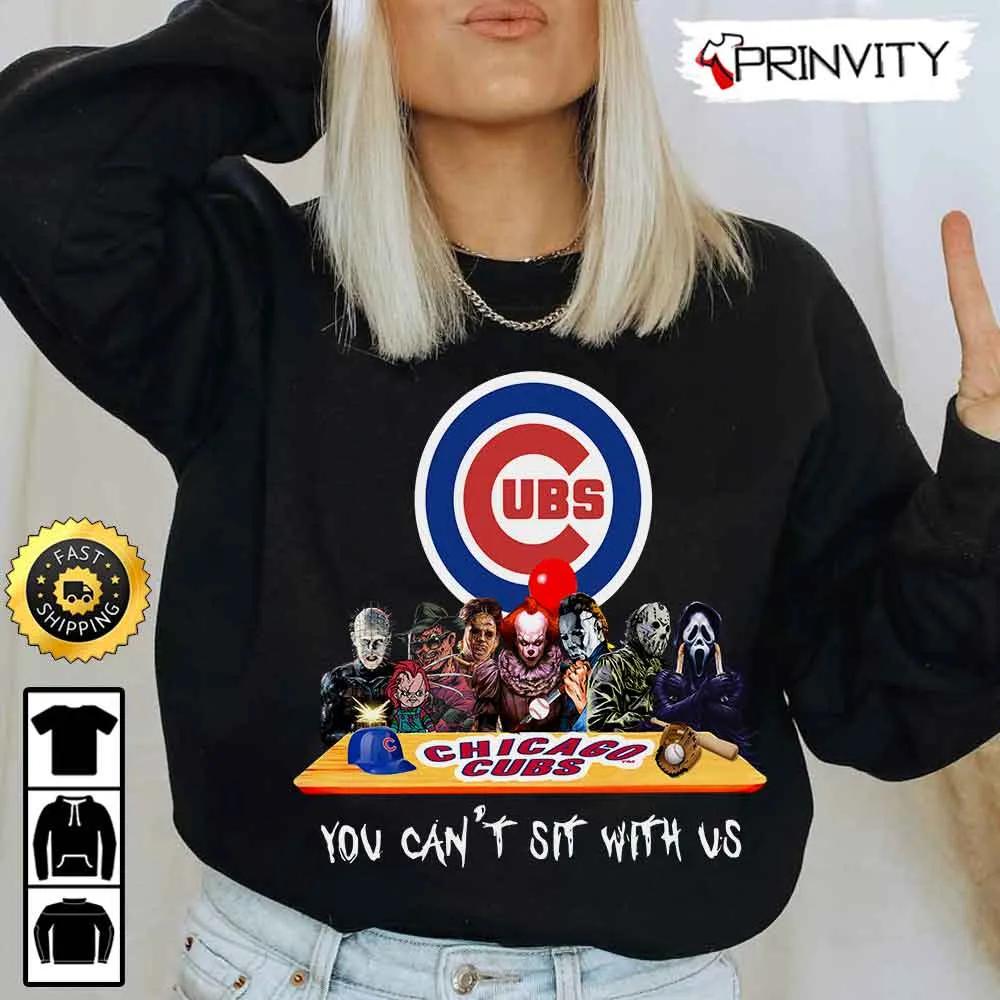 Chicago Cubs Horror Movies Halloween Sweatshirt, You Can't Sit With Us, Gift For Halloween, Major League Baseball, Unisex Hoodie, T-Shirt, Long Sleeve - Prinvity