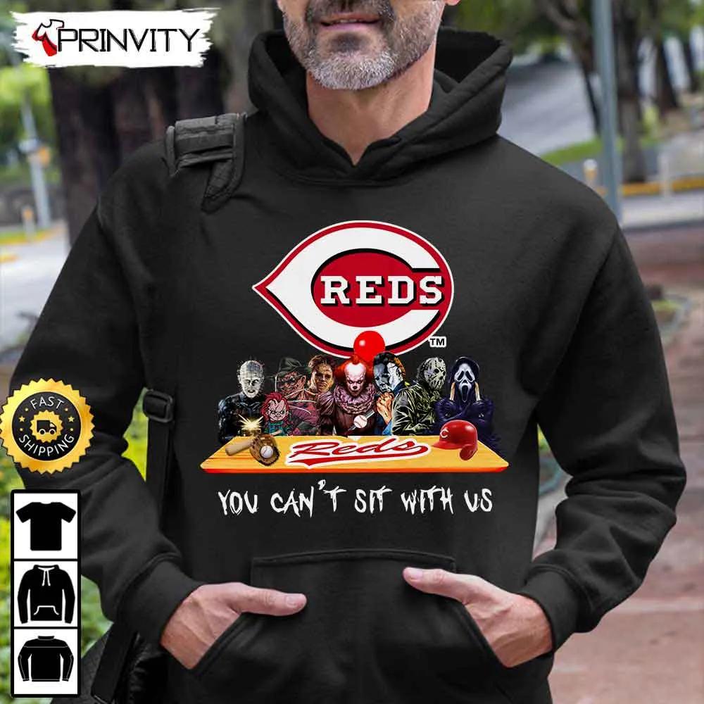 Cincinnati Reds Horror Movies Halloween Sweatshirt, You Can't Sit With Us, Gift For Halloween, Major League Baseball, Unisex Hoodie, T-Shirt, Long Sleeve - Prinvity