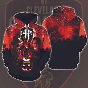 Cleveland Cavaliers Horror Movies Halloween 3D Hoodie All Over Printed, NBA, National Basketball Association, Michael Myers, Jason Voorhees, Freddy Krueger, Gift For Halloween – Prinvit