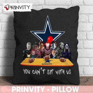 Dallas Cowboys Horror Movies Halloween Pillow, You Can't Sit With Us, Gift For Halloween, National Football League, Size 14”x14”, 16”x16”, 18”x18”, 20”x20” - Prinvity