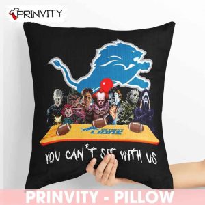 Detroit Lions Horror Movies Halloween Pillow, You Can’t Sit With Us, Gift For Halloween, National Football League, Size 14”x14”, 16”x16”, 18”x18”, 20”x20” – Prinvity
