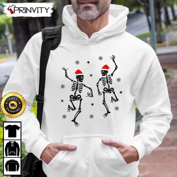 Dancing Skeletons Christmas Sweatshirt, Merry Christmas, Gifts For Christmas, Happy Holiday, Santa Claus, Unisex Hoodie, T-Shirt, Long Sleeve, Tank Top – Prinvity