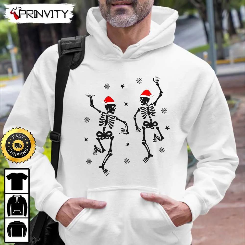 Dancing Skeletons Christmas Sweatshirt, Merry Christmas, Gifts For Christmas, Happy Holiday, Santa Claus, Unisex Hoodie, T-Shirt, Long Sleeve, Tank Top - Prinvity