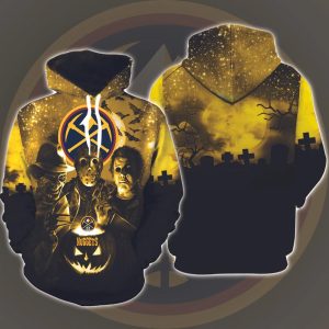 Denver Nuggets Horror Movies Halloween 3D Hoodie All Over Printed, NBA, National Basketball Association, Michael Myers, Jason Voorhees, Freddy Krueger, Gift For Halloween - Prinvity