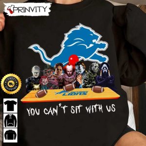 Detroit Lions Horror Movies Halloween Sweatshirt, You Can’t Sit With Us, Gift For Halloween, National Football League, Unisex Hoodie, T-Shirt, Long Sleeve – Prinvity