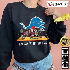 Detroit Lions Horror Movies Halloween Sweatshirt, You Can’t Sit With Us, Gift For Halloween, National Football League, Unisex Hoodie, T-Shirt, Long Sleeve – Prinvity