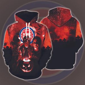 Detroit Pistons Horror Movies Halloween 3D Hoodie All Over Printed, NBA, National Basketball Association, Michael Myers, Jason Voorhees, Freddy Krueger, Gift For Halloween – Prinvity