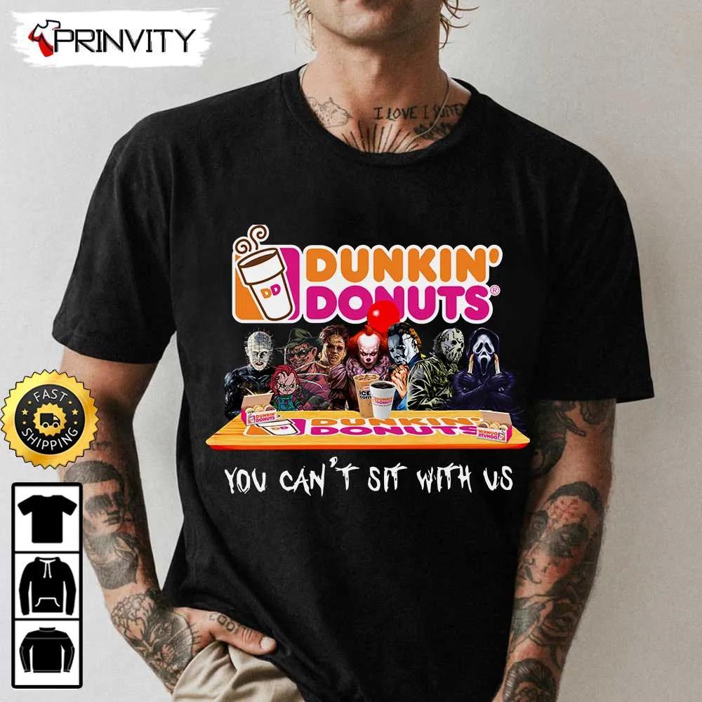Dunkin' Donuts Coffee Horror Movies Halloween Sweatshirt, You Can't Sit With Us, Gift For Halloween, Restaurants, Unisex Hoodie, T-Shirt, Long Sleeve - Prinvity