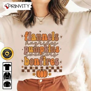 Flannels Hayrides Pumpkins Sweaters Bonfires Sweatshirt, Gift For Halloween, Halloween Pumpkin, Unisex Hoodie, T-Shirt, Long Sleeve, Tank Top – Prinvity