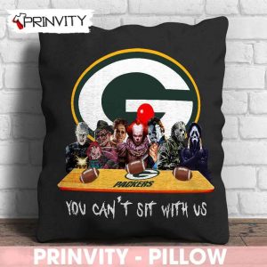 Green Bay Packers Horror Movies Halloween Pillow, You Can't Sit With Us, Gift For Halloween, National Football League, Size 14”x14”, 16”x16”, 18”x18”, 20”x20” - Prinvity