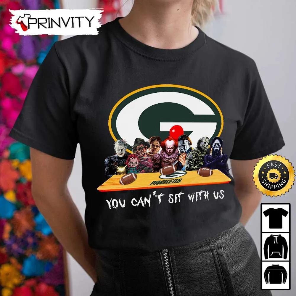 Green Bay Packers Horror Movies Halloween Sweatshirt, You Can't Sit With Us, Gift For Halloween, National Football League, Unisex Hoodie, T-Shirt, Long Sleeve - Prinvity