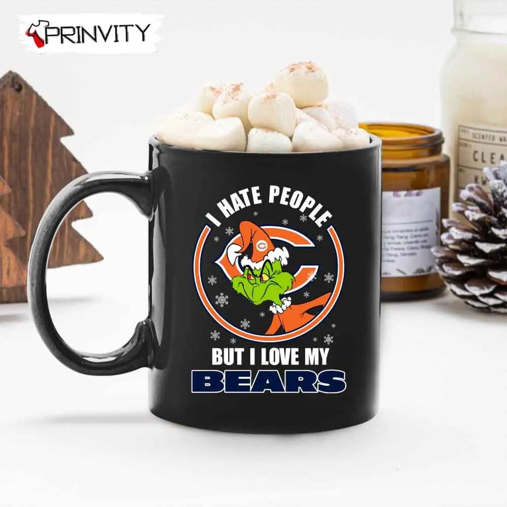 Grinch Christmas I Hate People But I Love My Bears NFL Mugs, White Mugs Size 11oz & 15oz, National Football League, Merry Grinch Mas, Best Christmas Gifts For 2022, Happy Holidays
