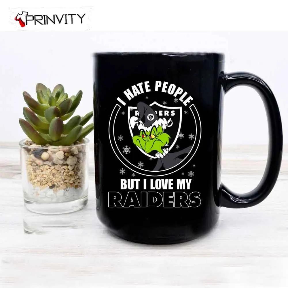 Grinch Christmas I Hate People But I Love My Raiders NFL Mugs, Mugs Size 11oz &15oz, National Football League, Merry Grinch Mas, Best Christmas Gifts For 2022, Happy Holidays