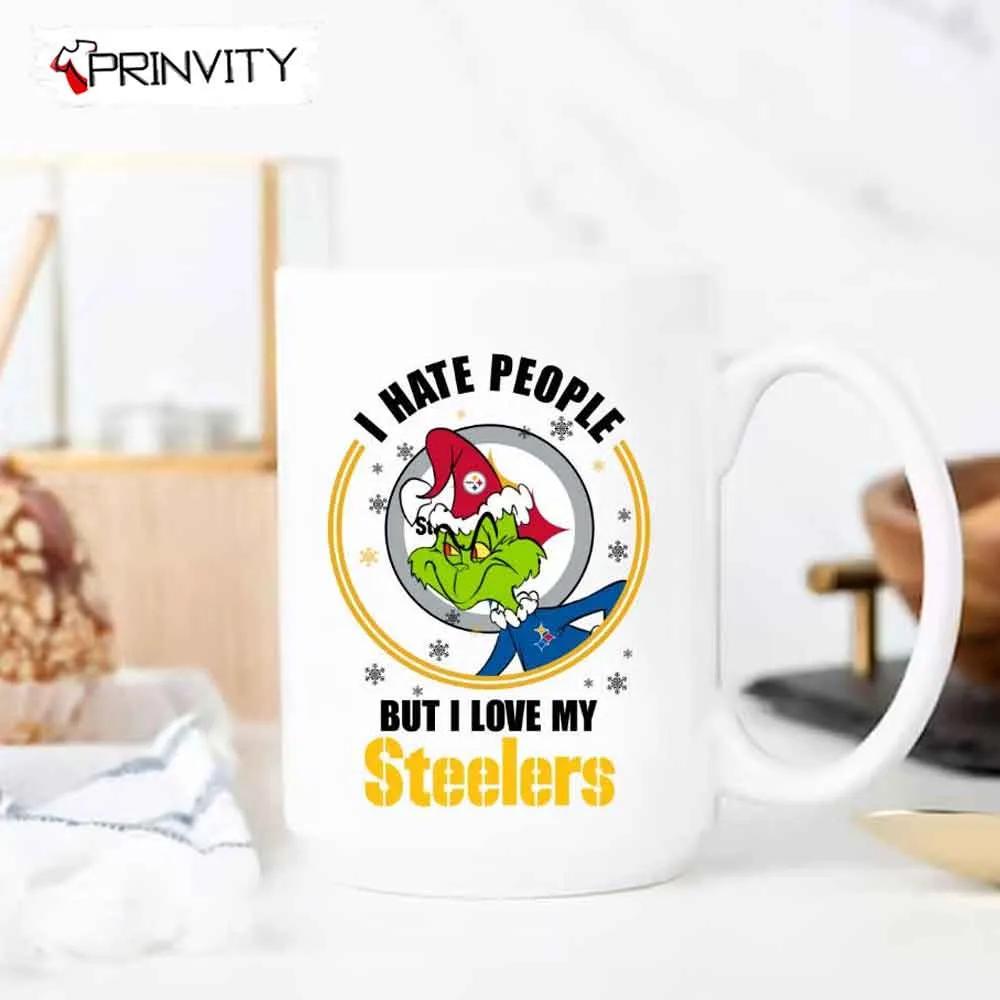 Grinch Christmas I Hate People But I Love My Steelers NFL Mugs, Mugs Size 11oz & 15oz, National Football League, Merry Grinch Mas, Best Christmas Gifts For 2022, Happy Holidays