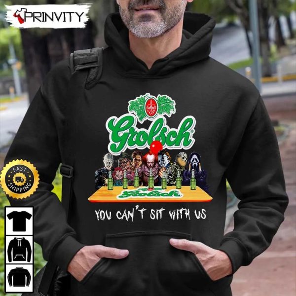 Grolsch Beer Horror Movies Halloween Sweatshirt, You Can’t Sit With Us, International Beer Day, Gift For Halloween, Unisex Hoodie, T-Shirt, Long Sleeve – Prinvity