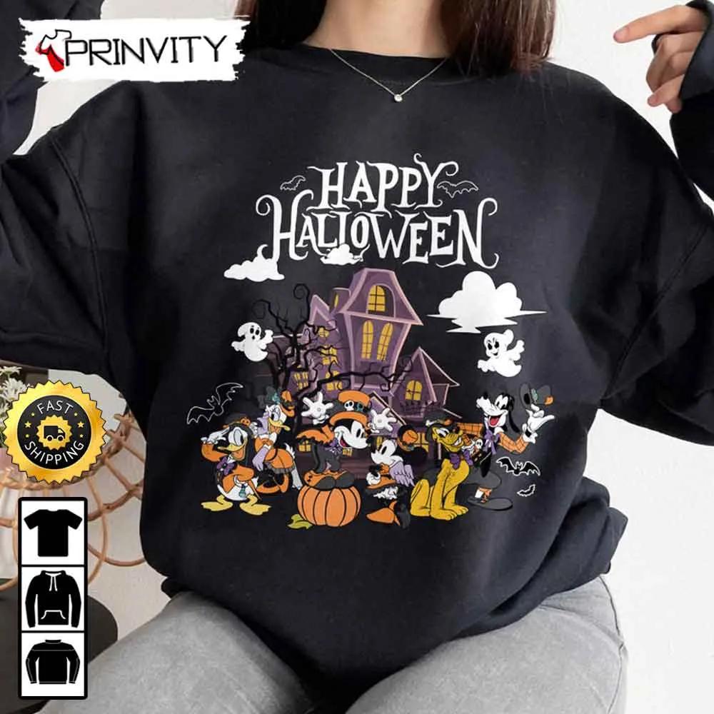 Happy Halloween Mickey And Friend Disney Family Sweatshirt, Walt Disney, Gift For Halloween, Unisex Hoodie, T-Shirt, Long Sleeve - Prinvity