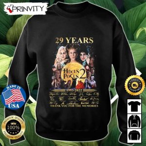 Hocus Pocus 2 29 Years 1993-2022 Thank You For The Memories Sweatshirt, Disney, The Sanderson Sisters, Gift For Halloween, Unisex Hoodie, T-Shirt, Long Sleeve, Tank Top - Prinvity