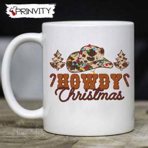 Howdy Christmas Candy Cane Cowboy Hats Mug, Size 11oz & 15oz, Merry Christmas, Gifts For Christmas, Happy Holiday - Prinvity