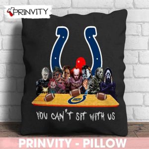 Indianapolis Colts Horror Movies Halloween Pillow, You Can't Sit With Us, Gift For Halloween, National Football League, Size 14”x14”, 16”x16”, 18”x18”, 20”x20” - Prinvity