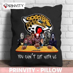 Jacksonville Jaguars Horror Movies Halloween Pillow, You Can't Sit With Us, Gift For Halloween, National Football League, Size 14”x14”, 16”x16”, 18”x18”, 20”x20” - Prinvity