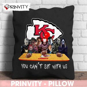 Kansas City Chiefs Horror Movies Halloween Pillow, You Can't Sit With Us, Gift For Halloween, National Football League, Size 14”x14”, 16”x16”, 18”x18”, 20”x20” - Prinvity